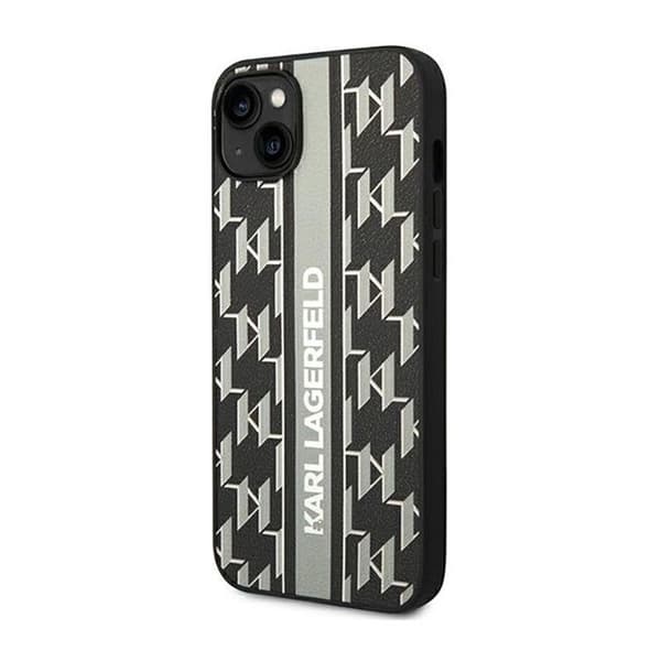 Mobilskal - KARL LAGERFELD - Monogram Stripe - iPhone 14 Plus - Grå - Mjuk