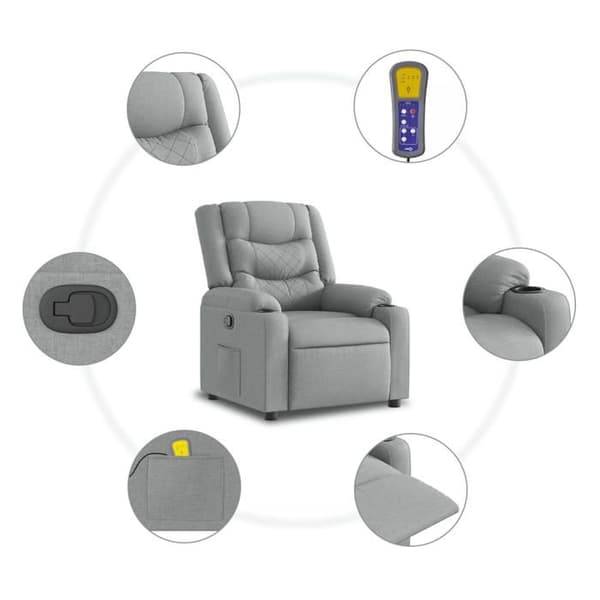 vidaXL Lätt grå tyg massagefåtölj 3206891