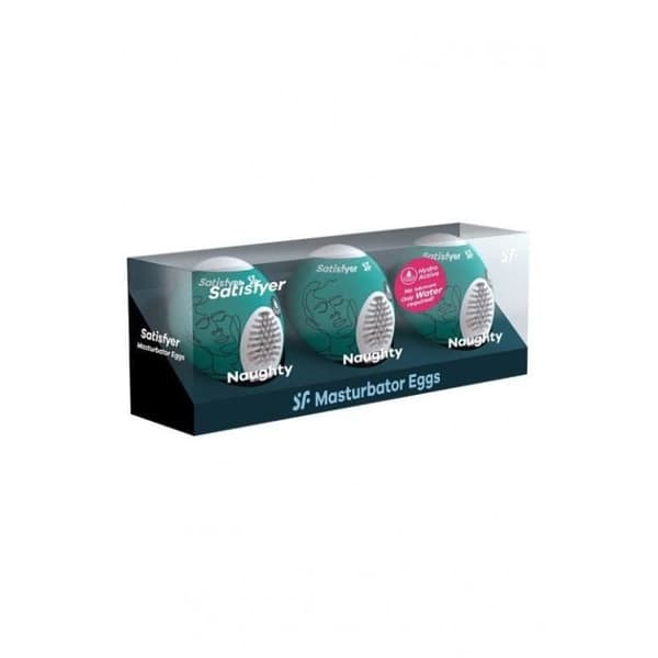 Masturbator - Satisfyer - Egg Naughty - Pack om 3 - TPE Hydro-Active - Engångsbruk