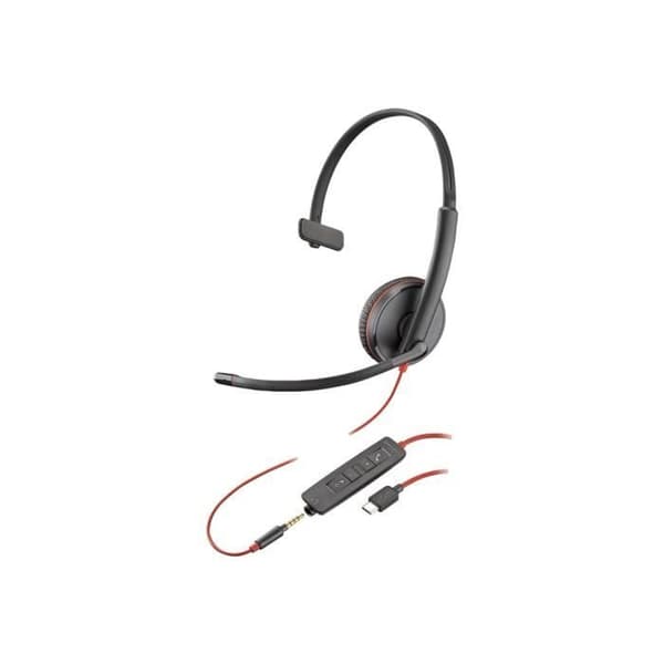 Mikroheadset - Poly - Blackwire C3215 - Trådad - USB-C - Aktiv brusreducering