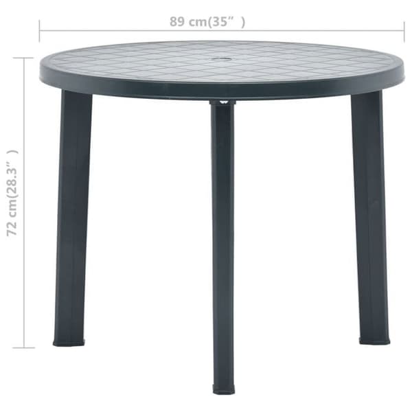 vidaXL Trädgårdsbord Grön 89 cm Plast 48806