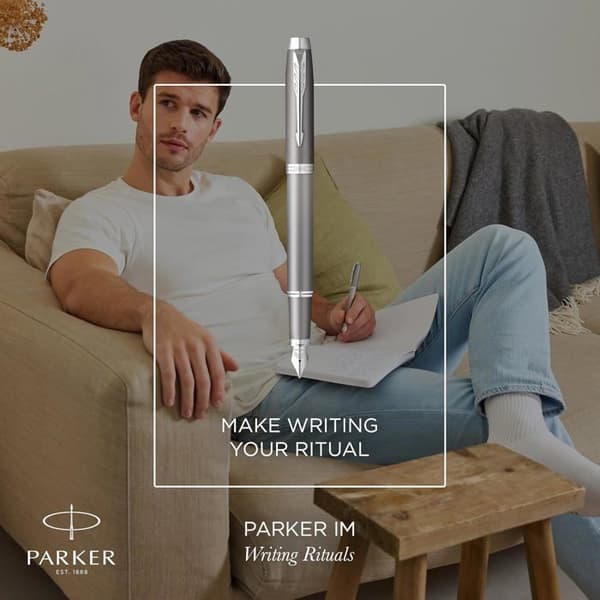 Parker IM Skrivritualer - Grå gradientfjäderpenna, fin spets, kromfinish, presentförpackning