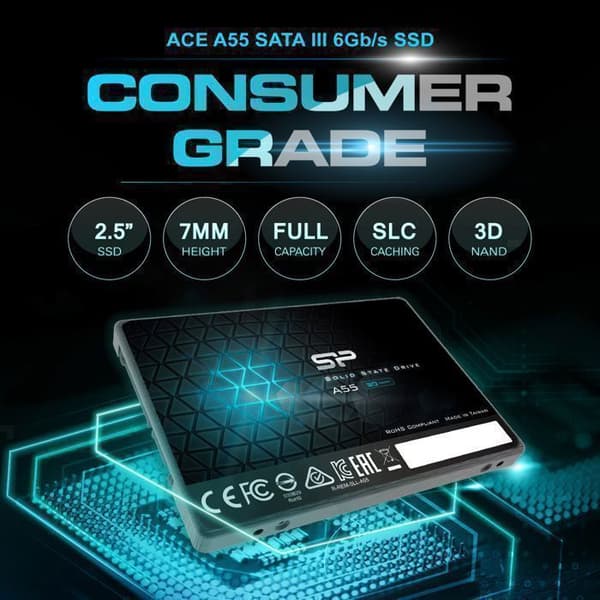 Internt SSD-disk - Silicon Power - Ace A55 128Go - SATA III 2.5" 3D NAND