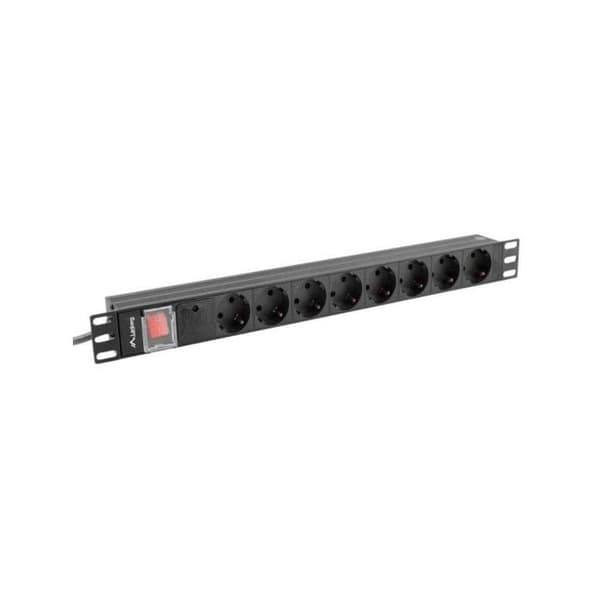 Multiprise - LANBERG - PDU Rack 19 - 1U - 16A - 8x Shuko - 2m kabel