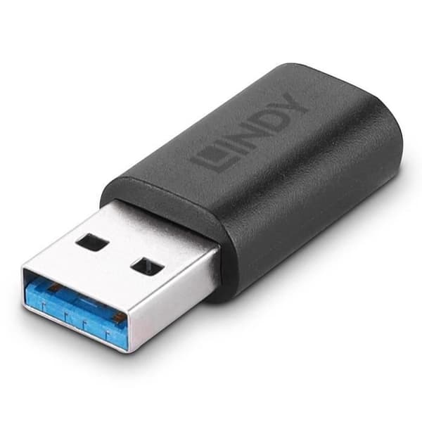 USB-adapter - LINDY - Typ A till C - USB 3.2 Gen 2 - 10Gbit/s - Svart