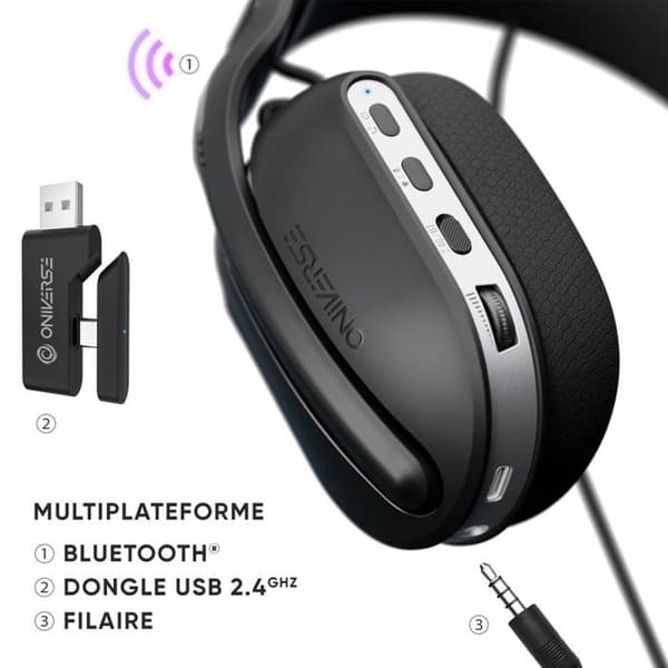Trådlösa Hörlurar | Oniverse | Polaris | Eclipse Black - Tillbehör - PS5