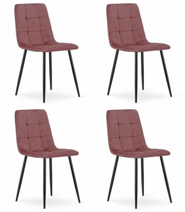 Stol KARA - rosa sammet / svarta ben x 4