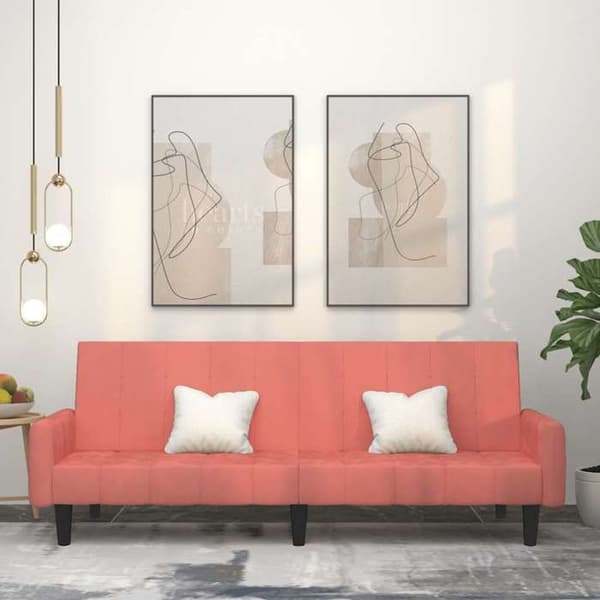 vidaXL 2-sits bäddsoffa Sammetsrosa 375778