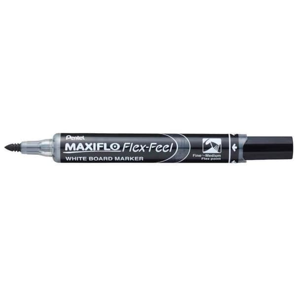 Whiteboard marker - PENTEL - MAXIFLO Flex-Feel - Flexibel spets - Torrtorkbar - Svart