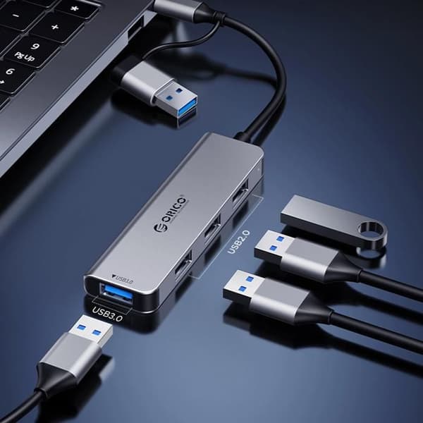 Dokningstation - ORICO - YSB4-U2 - 5 USB-portar - Aluminium - Kompatibel med Windows, macOS, Linux