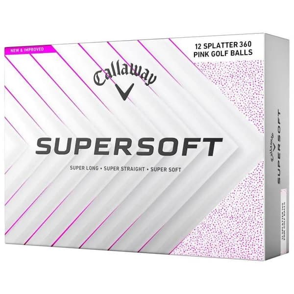Låda med 12 Callaway Supersoft Splatter 360 golfbollar