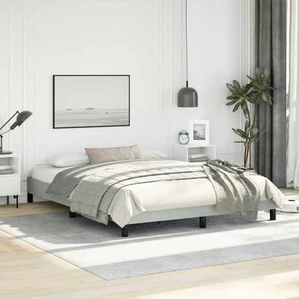 vidaXL Sängram ljusgrå 152x203 cm sammet 347009