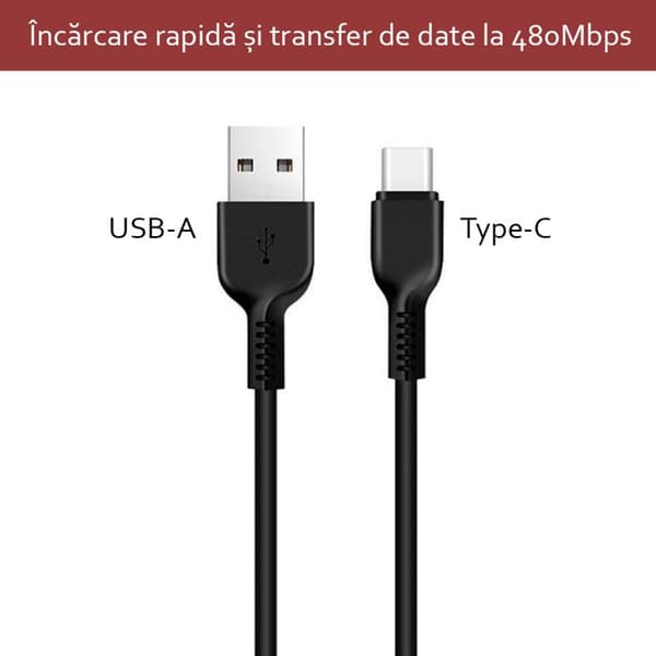 Datakabel - HOCO - Flash (X20) - USB-A till USB Typ-C - 10W - 3A - 3m - Svart
