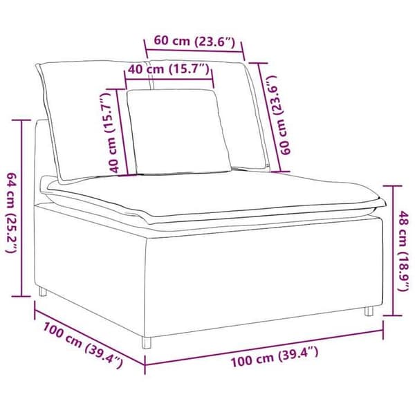 vidaXL Modulär central del av modulsoffa med mörkgrå kuddar 100 cm 4104418