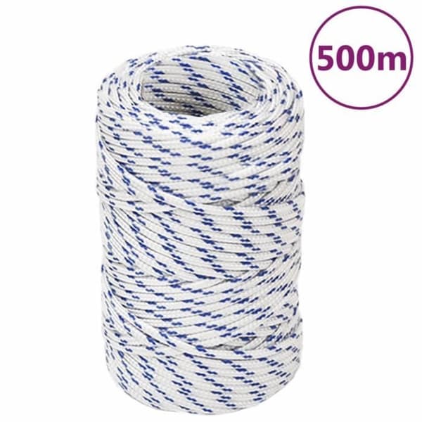 152268 vidaXL Båtrep Vit 2 mm 500 m Polypropen