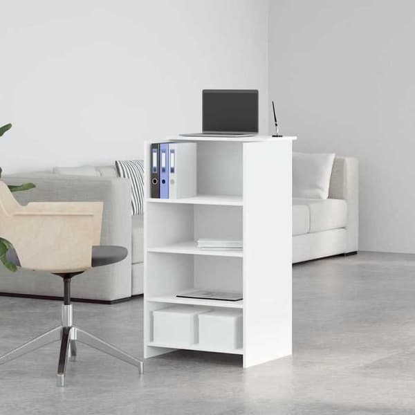 vidaXL Måttligt vit receptionsdisk 55x50x103,5 cm ingenjörsträ, receptionsdisk, reception av lounge, disk av 859015