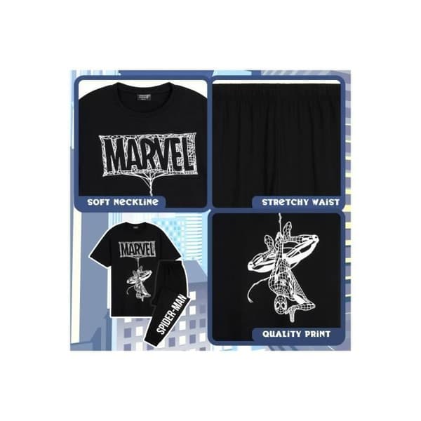 Pyjamasset - Marvel - Korta ärmar - Svarta-Män