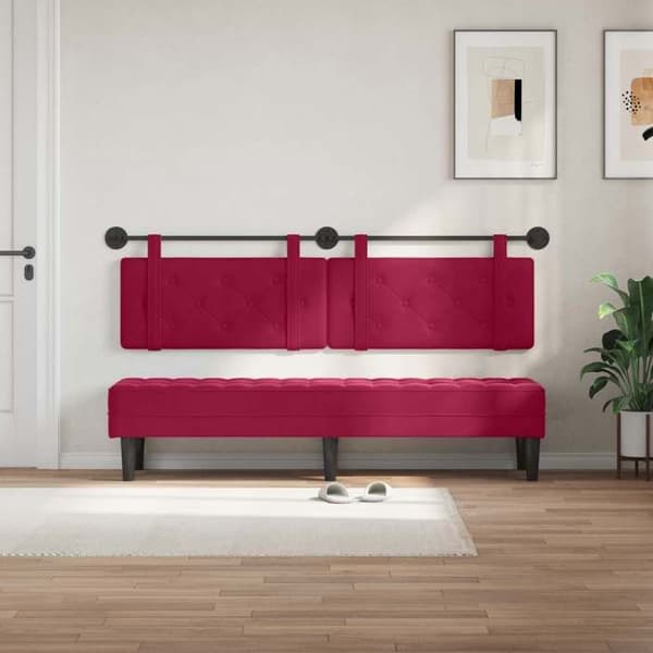 vidaXL Väggmonterad sänggavel Bordeaux Sammet 42031695