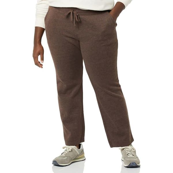 Amazon Essentials damträningsbyxor — Chokladfärgad fransk terry, hög midja, regular passform
