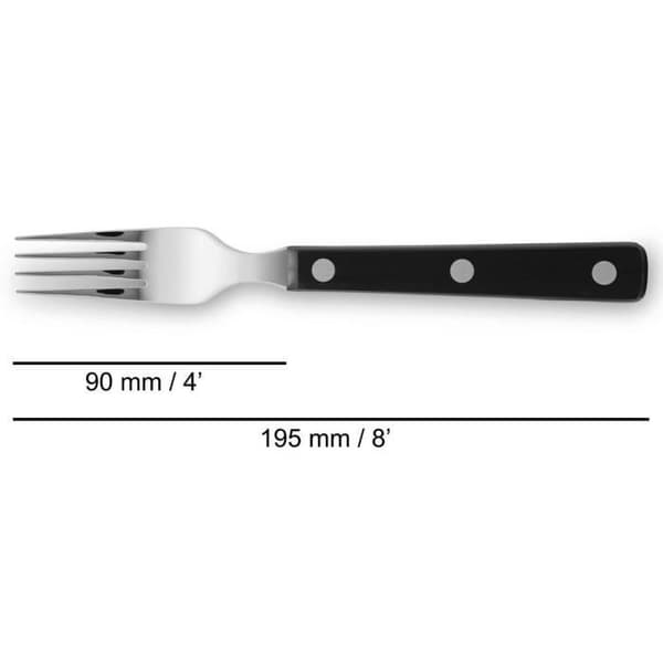 Stekgaffel - ARCOS - Steak Basic - Rostfritt Stål - Svart Polyoxymetylén - 195 mm
