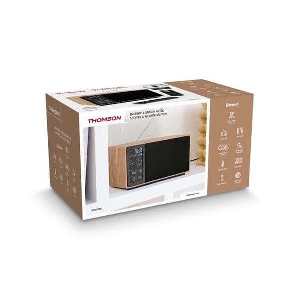 Svart Bluetooth-högtalare och väderstation Thomson