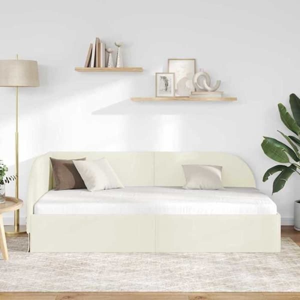 vidaXL Hörnsängram Creme 80 x 200 cm Sammet 42016633
