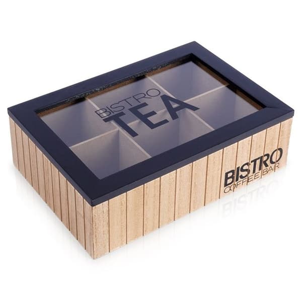 Teask - VILDE - 24x16,5x7,5 cm - 6 fack - Glaslock - Industriell LOFT-stil - Solid MDF