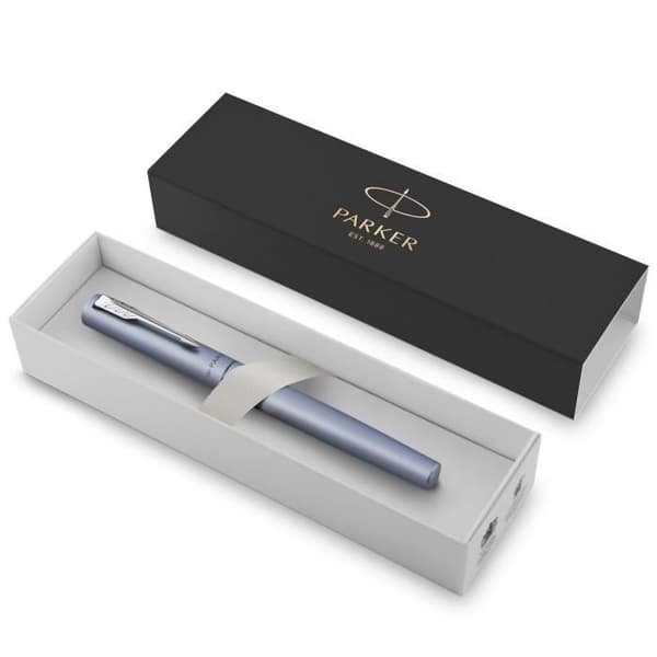 PARKER VECTOR XL reservoarpenna - Silverblå - Medium spets - Blå bläckpåfyllning