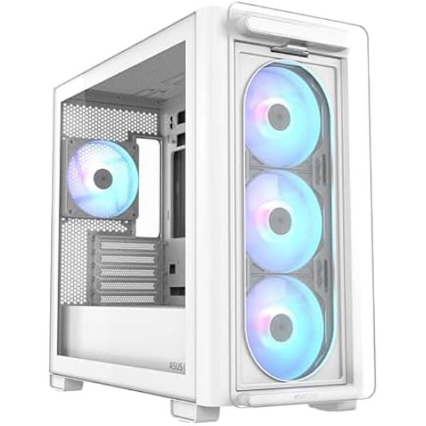 ASUS A23 PLUS mini-torn vit ARGB med sidopanel av härdat glas