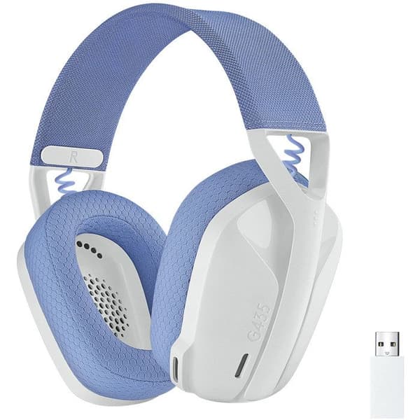 Trådlös headset - Logitech - G435 Lightspeed - Över örat - Vit - Stereo