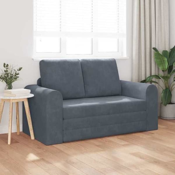 Sängsoffa på golvet 2 i 1 Mörkgrå 148x71x83 cm Sammet