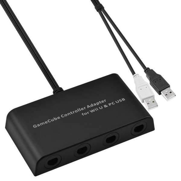 Controller-adapter - Nintendo - GameCube - 4 portar - Kompatibel med Wii U - USB Svart