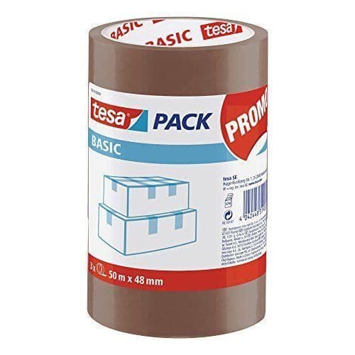 Tesa Basic Pack-Pack med 3 förpackningskassetter, brun färg - 58578-00000-00
