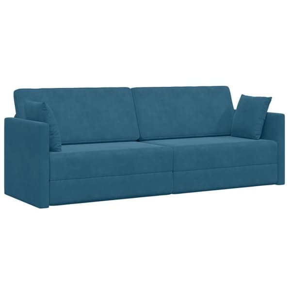 Sängsoffa på golvet 2 i 1 Blå 213x144x60 cm Sammet