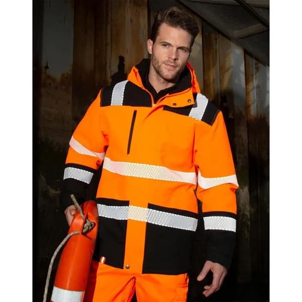 Result Printable softshell arbetsjacka - fluorescerande orange/svart