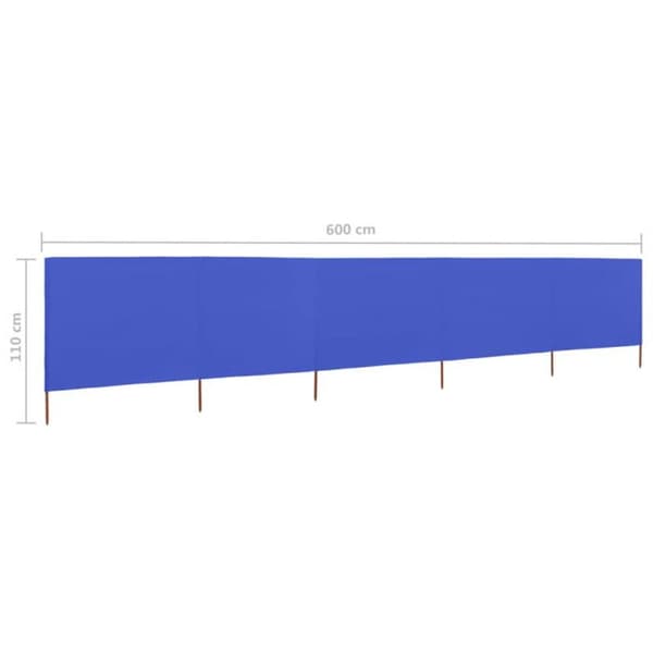 vidaXL 5 Panel Room Divider Tyg 600 x 80 cm Azurblå
