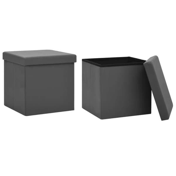 vidaXL Fällbara förvaringspallar set om 2 grå PVC 338788