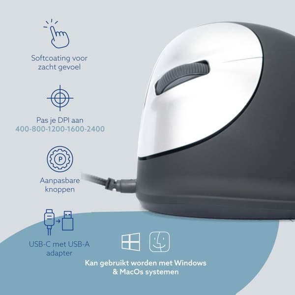Souris R-Go HE Break (medium, vänster, med sladd)