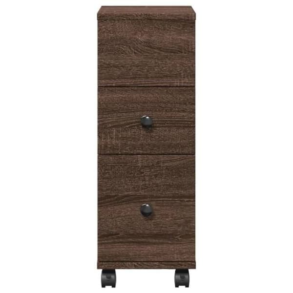 vidaXL Smal badrumsmöbel med hjul ek brun 855238
