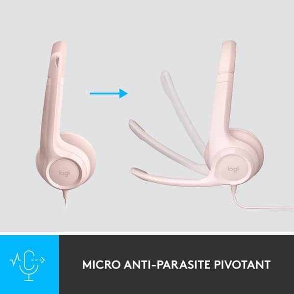 Huvudtelefon - Trådbunden - Logitech - H390 - USB - Störningsskydd - Rosa