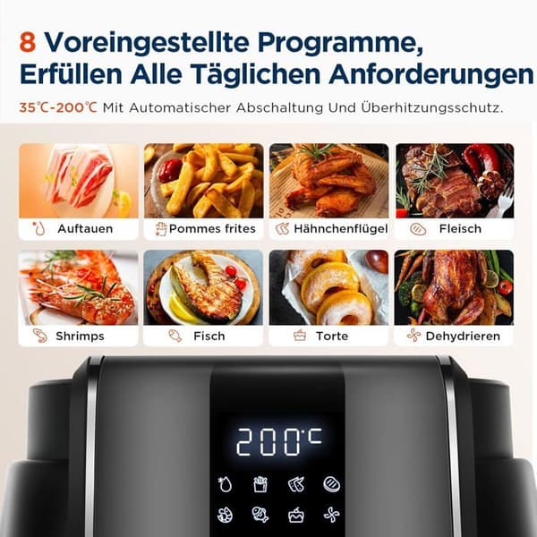 Luftfritös - Midea - 4L - 1500W - 8 program - Temperatur 35-200°C
