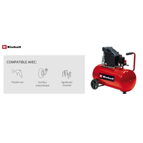 Einhell Kompressor TC-AC 190/50/8 (1500 W, max. 8 bar, oljesmøring, 50 l tank)