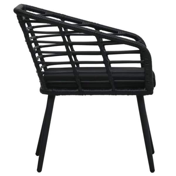 vidaXL Trädgårdsstolar 2 st med Dynor Poly Rattan Svart