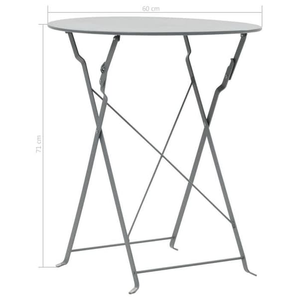 vidaXL Bistroset 3 delar Stål Grå 44355