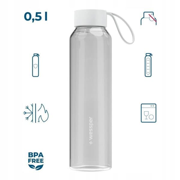 Glasflaska - WESSPER B1 BOROSILICATE - 500ml - Transparent