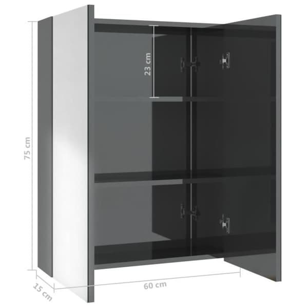 vidaXL Badrumsspegelskåp 60x15x75 cm MDF Blank Grå