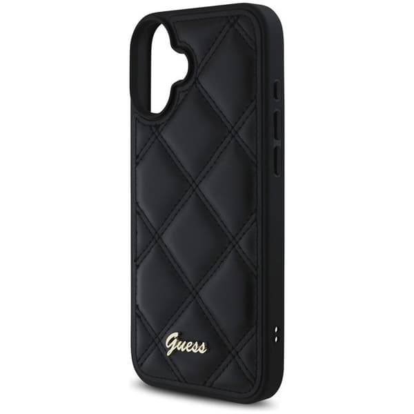 Guess quiltad metalllogotyp för iPhone 16 Plus - Svart