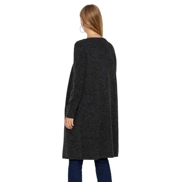 Cardigan Dam - Vero Moda - Doffy Long Open - Svart - V-ringning - 94% Polyester
