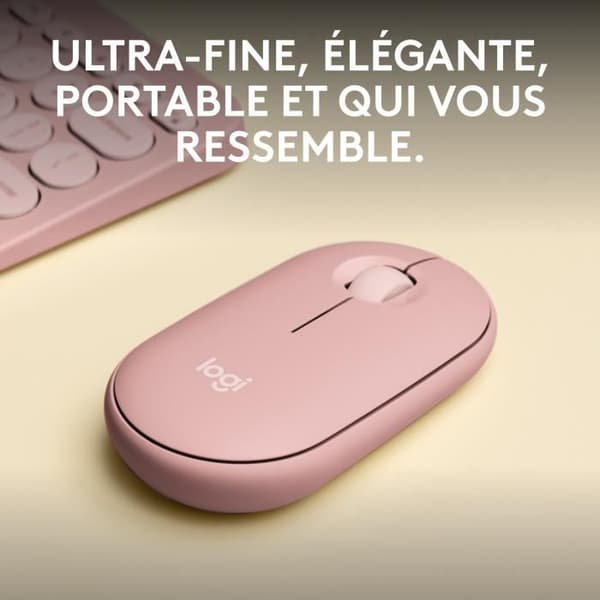 Mus - Trådlös - Logitech - Pebble Mouse 2 M350s - Rosa