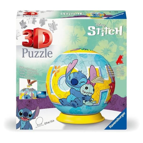 Puzzle 3D - RAVENSBURGER - Stitch - 72 bitar - Stöd ingår - Från 6 år